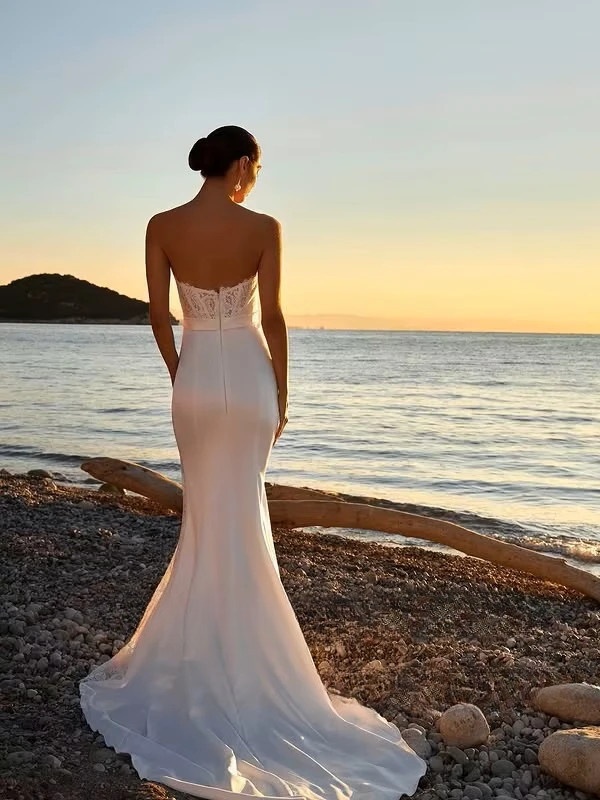 SoDigne Mermaid Satin/Lace Wedding Dress Sweetheart Sleeveless Bride Dresses Split Long Bridal Gowns Robe De Mairee Customized 2 SoDigne Mermaid Satin/Lace Wedding Dress Sweetheart Sleeveless Bride Dresses Split Long Bridal Gowns Robe De Mairee Customized - Obrázek 2