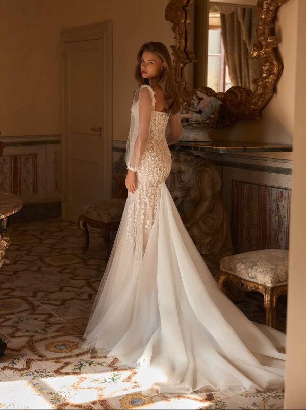 SoDigne Mermaid Tulle Appliques Bride Dresses Sweetheart Full Sleeves Wedding Dress Bridal Gowns vestidos de novia Customized - Obrázek 2