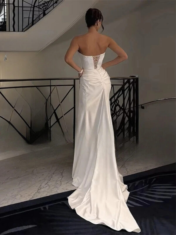 BIGDAY Modern Mermaid Wedding Dress Boat-Neck Lace Appliqued Pleat Open Back Lace-up  Bridal Gown Vestido De Noiva Customized - Obrázek 2