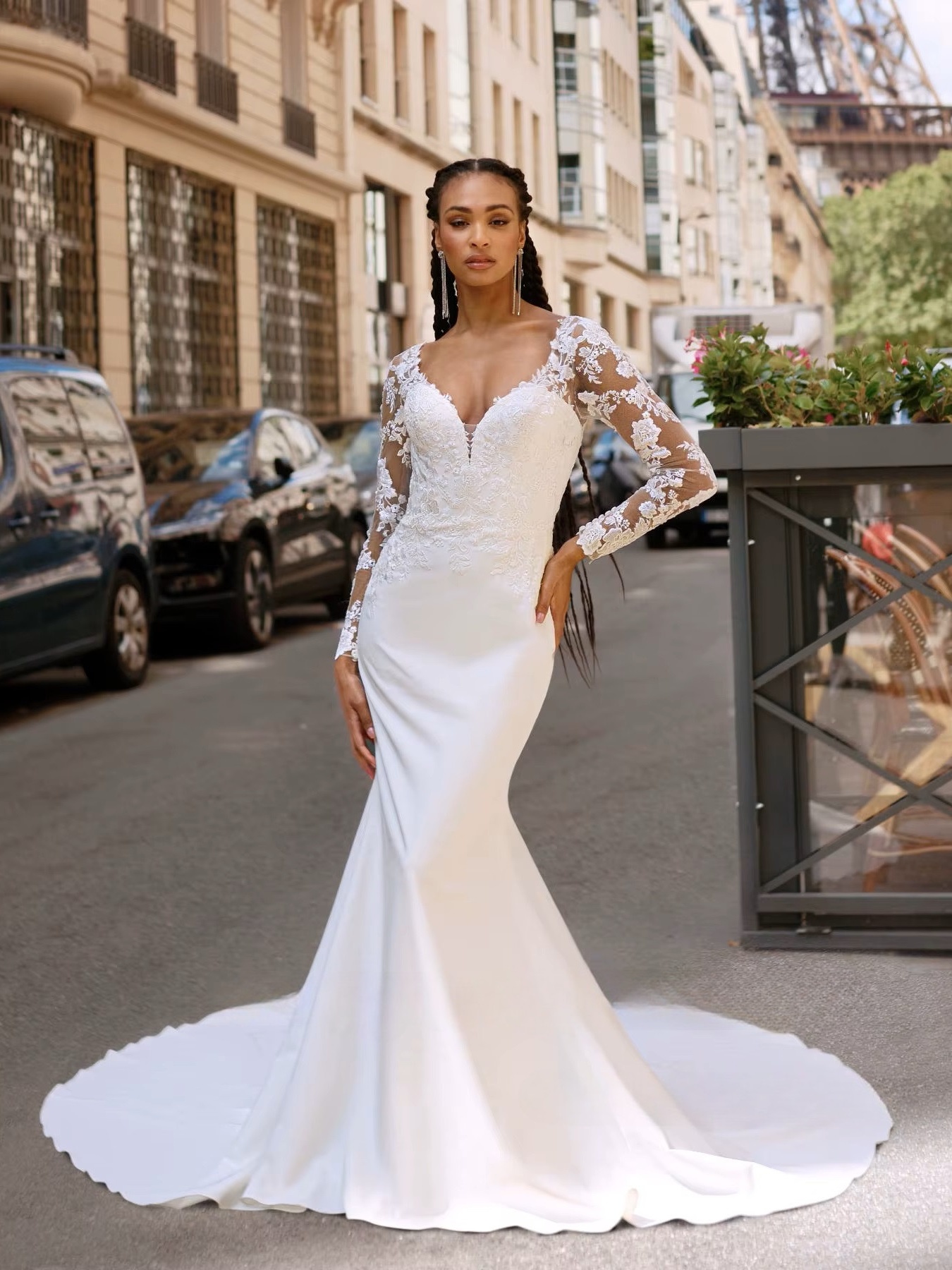 SoDigne Mermaid Satin Wedding Dresses Full Sleeves Lace Appliques Bridal Dress Long Wedding Gown Robe De Mairee Customized  3 SoDigne Mermaid Satin Wedding Dresses Full Sleeves Lace Appliques Bridal Dress Long Wedding Gown Robe De Mairee Customized  - Obrázek 3