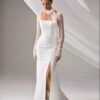 SoDigne Mermaid Elegant Wedding Dress Square Collar Full Sleeves Satin/Lace Bride Dresses Split Bridal Gown Vestido De Noiva 4 S82c63ff2762a43d6a140f1bbab13d934E Cropped
