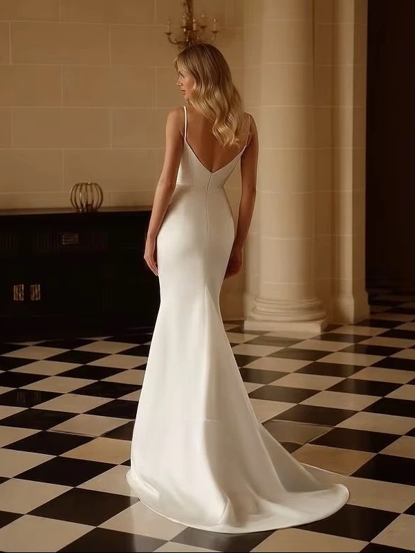 SoDigne Mermaid Satin Wedding Dresses Sweetheart Sleeveless with Shawl Bridal Dress Wedding Gown Robe De Mairee Customized 2 SoDigne Mermaid Satin Wedding Dresses Sweetheart  Sleeveless with Shawl Bridal Dress Wedding Gown Robe De Mairee Customized - Obrázek 2