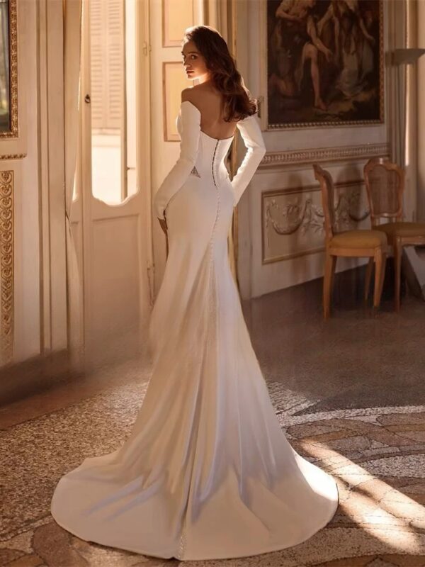 BIGDAY Long Sleeves Beading Mermaid Wedding Dress 2025 Sweetheart Split Pleat Open Back Bridal Gown Vestidos De Noiva Customized - Obrázek 2