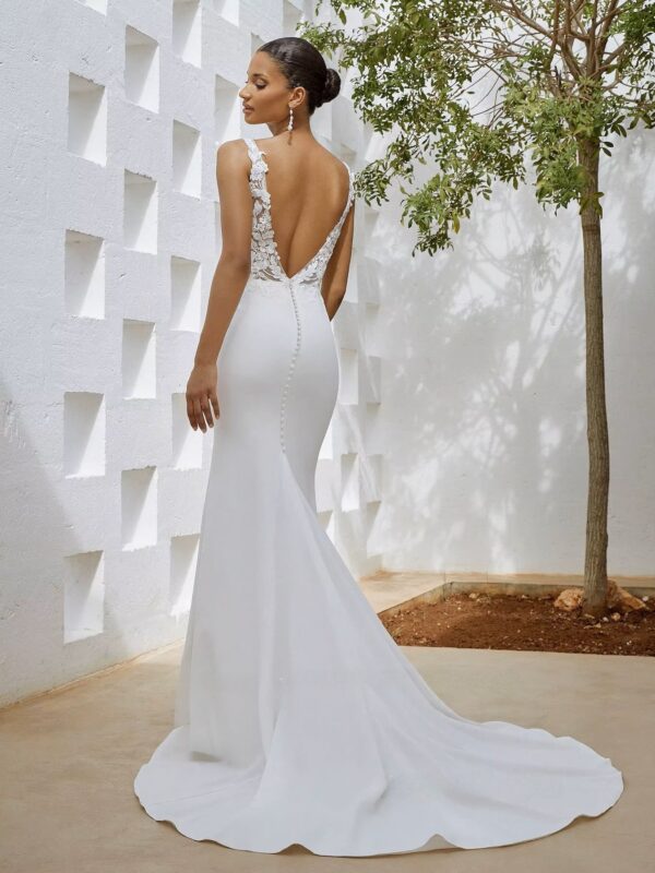 SoDigne Mermaid Wedding Dresses Satin Lace Appliques V-neck Sleeveless Bridal Dress 2024 Bride Gown Long vestidos de novia - Obrázek 2