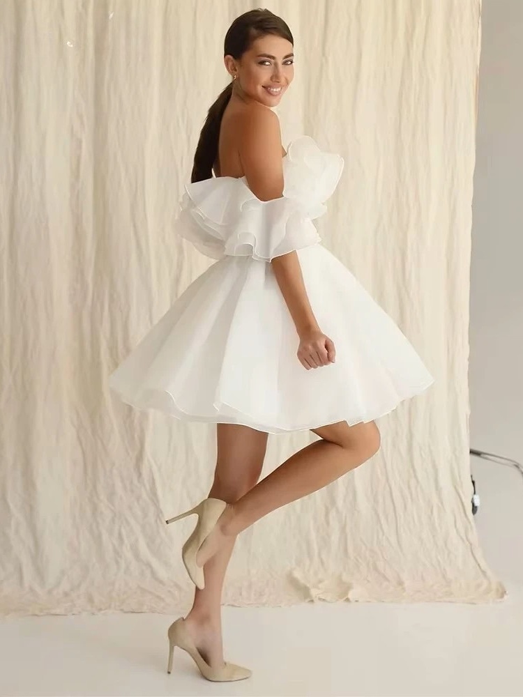 Customized Civil Short Boho Wedding Dresses Off The Shoulder Tiered Ruffles Puffy Mini Wedding Party Gowns For Bride Robes 2025 2 Customized Civil Short Boho Wedding Dresses Off The Shoulder Tiered Ruffles Puffy Mini Wedding Party Gowns For Bride Robes 2025 - Obrázek 2