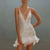 Customized Beach Mermaid Mini Wedding Dress Glitter Sexy V-Neck Spaghetti Straps Backless Pleat Sequined Short Bridal Gowns 2025 6 S8c39ab96d5fd4a27a50fc0b7025d7e2a7 Cropped