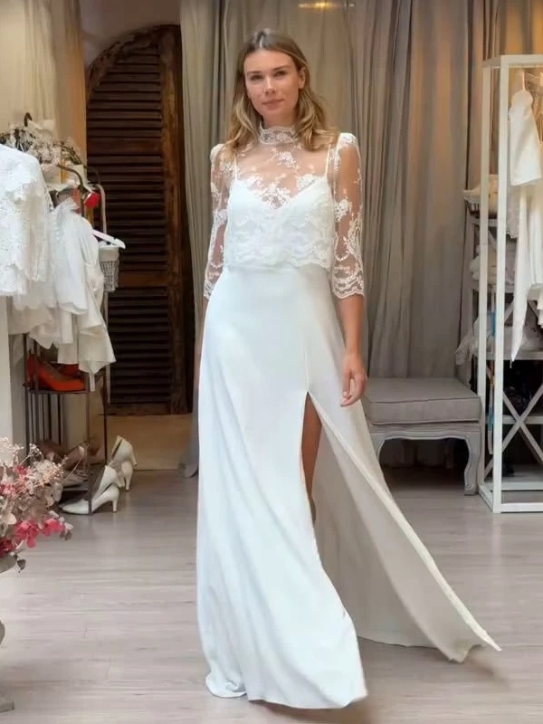 SoDigne Mermaid Satin Wedding Dresses Sleeveless Bridal Dress with Lace Shawl Long Bride Gown vestidos de novia Customized 2 SoDigne Mermaid Satin Wedding Dresses Sleeveless Bridal Dress with Lace Shawl Long Bride Gown vestidos de novia Customized - Obrázek 2