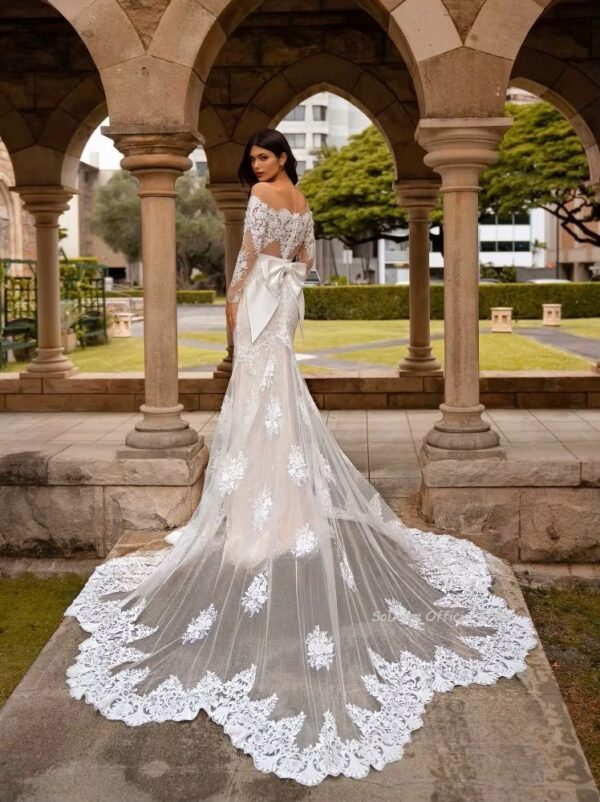 SoDigne Mermaid Long Wedding Dresses O-neck Full Sleeves Appliques Bridal Dress Bride Gown 2025 vestidos de novia Customized ﻿ - Obrázek 2