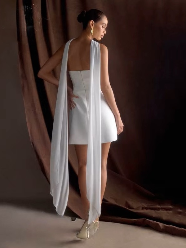 Classic Mini Wedding Dress For Women Sexy Deep V-Neck Pleat Bow Sleeveless Gown Backless with Zipper Short Dress Customized 2025 2 Classic Mini Wedding Dress For Women Sexy Deep V-Neck Pleat Bow Sleeveless Gown Backless with Zipper Short Dress Customized 2025 - Obrázek 2