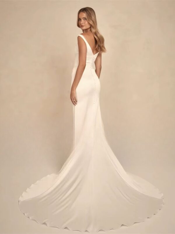 BIGDAY V-Neck Mermaid Wedding Dress 2025 Pleat Off The Shoulder Open Back Sweep Train Bridal Gown Vestidos De Noiva Customized - Obrázek 2