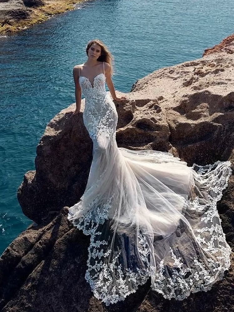 SoDigne Vintage Mermaid Wedding Dresses Sexy V-neck Lace Appliques Long Bride Dress Backless Wedding Gowns Vestido De Noiva 4 SoDigne Vintage Mermaid Wedding Dresses Sexy V-neck Lace Appliques Long Bride Dress Backless Wedding Gowns Vestido De Noiva - Obrázek 4