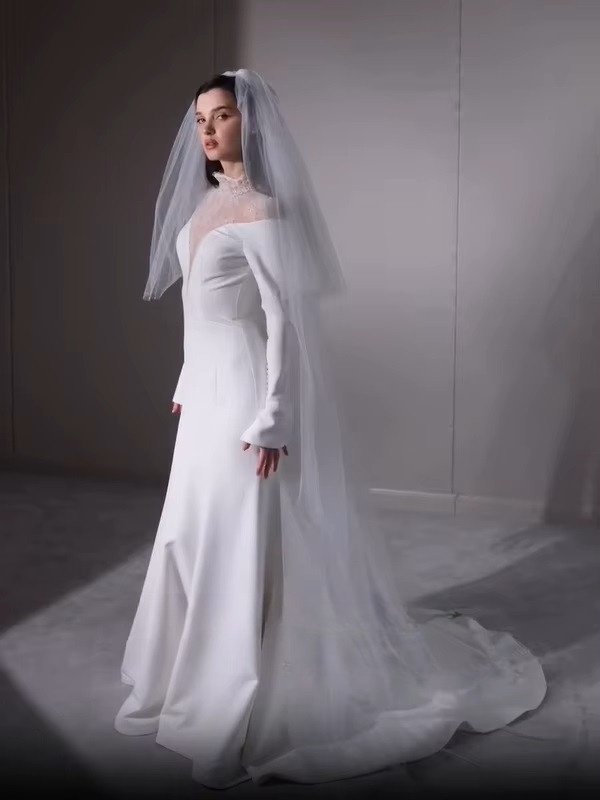 SoDigne Mermaid Lace/Satin Bride Dresses High Neck Full Sleeves Wedding Dress Long Bridal Gowns vestidos de novia Customized 3 SoDigne Mermaid Lace/Satin Bride Dresses High Neck Full Sleeves Wedding Dress Long Bridal Gowns vestidos de novia Customized - Obrázek 3