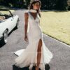SoDigne Satin Simple Mermaid Wedding Dresses V-neck Sleeveless Elegant Bridal Dress Split Long Bride Gown vestidos de novia 5 S9b6f389f537d4cc389d822e8640e1f98a