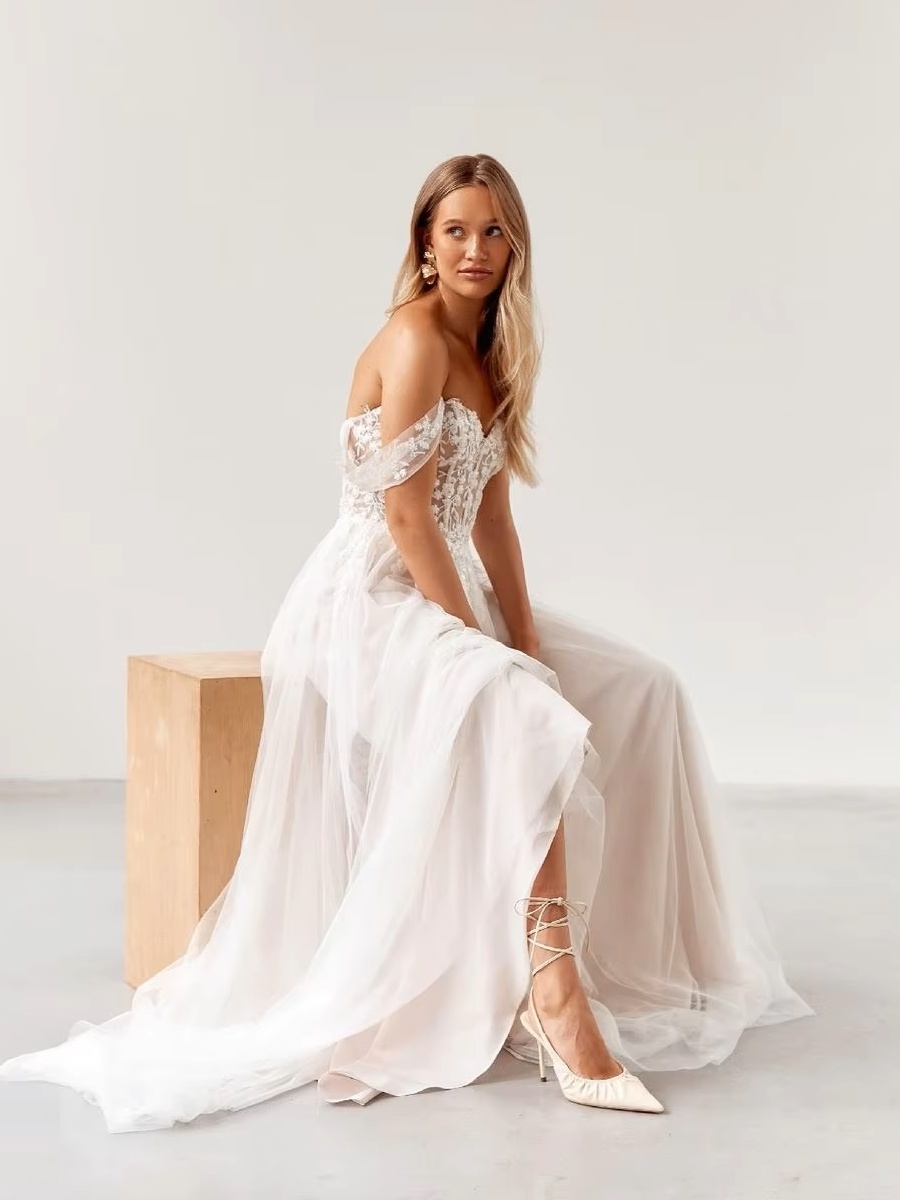 SoDigne Elegant Ivory Vintage Wedding Dresses Off Shoulder A Line Bride Dress For Brides Lace Appliques Bridal Gown Customized 3 SoDigne Elegant Ivory Vintage Wedding Dresses Off  Shoulder A Line Bride Dress For Brides Lace Appliques Bridal Gown Customized - Obrázek 3