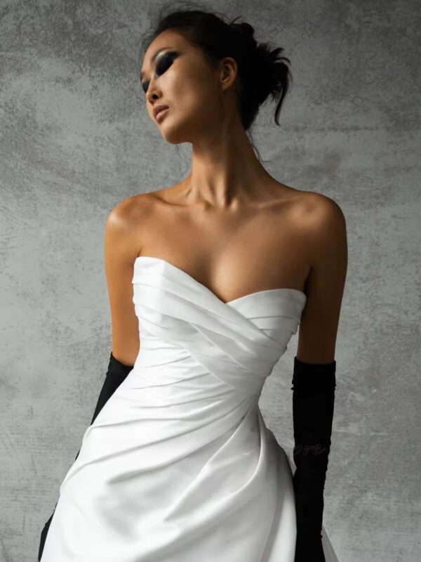 SoDigne A-line Satin Wedding Dress Sweetheart Sleeveless Ruched  Bride Dresses 2025 Bridal Gowns Robe De Mairee Customized - Obrázek 4