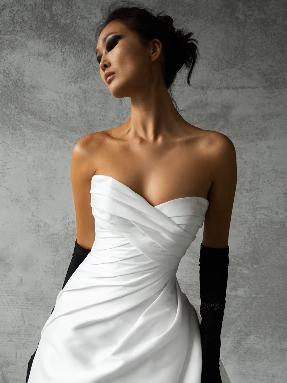 SoDigne A-line Satin Wedding Dress Sweetheart Sleeveless Ruched Bride Dresses 2025 Bridal Gowns Robe De Mairee Customized 2 SoDigne A-line Satin Wedding Dress Sweetheart Sleeveless Ruched  Bride Dresses 2025 Bridal Gowns Robe De Mairee Customized - Obrázek 4