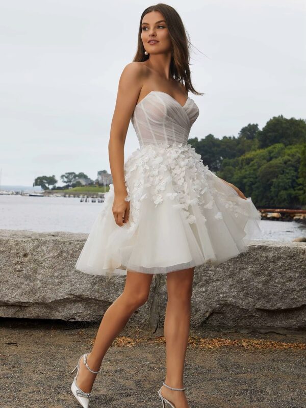 SoDigne A-line Tulle Short Wedding Dresses Sweetheart Sleeveless Appliques Bridal Dress Women Mini Wedding Gown Robe De Mairee - Obrázek 3