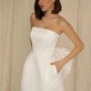 Simple Mini Short A-Line Wedding Dress Satin Sleeveless Strapless Bridal Sexy Backless With Bow Lace Up Gown 2025 Customized 6 Sb19aaba1213041c09203612fc1797f57B Cropped