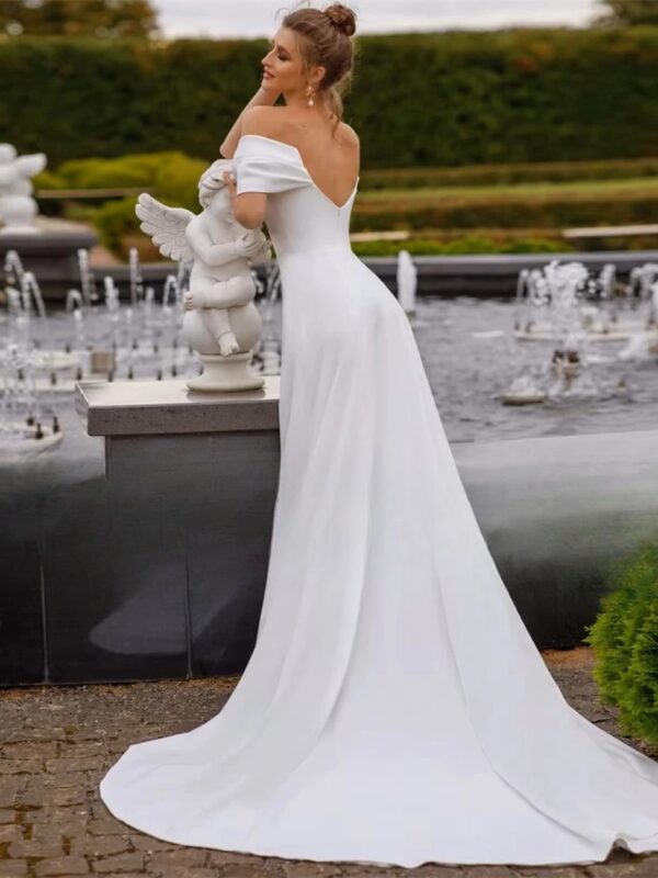 Classic Off The Shoulder Mermaid Wedding Dresses Women 2025 V-Neck Open Back Pleat Bridal Gowns Vestidos De Noiva Customized - Obrázek 2