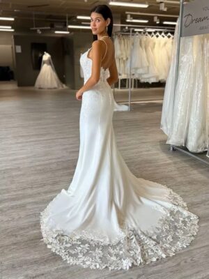 SoDigne Mermaid Satin Boho Wedding Dresses Sleeveless Strapless Appliques Bridal Dress Long Wedding Gown Custom Made  5 Sd1057d61784b4c4cadb9c71ce36920c2H1 Cropped