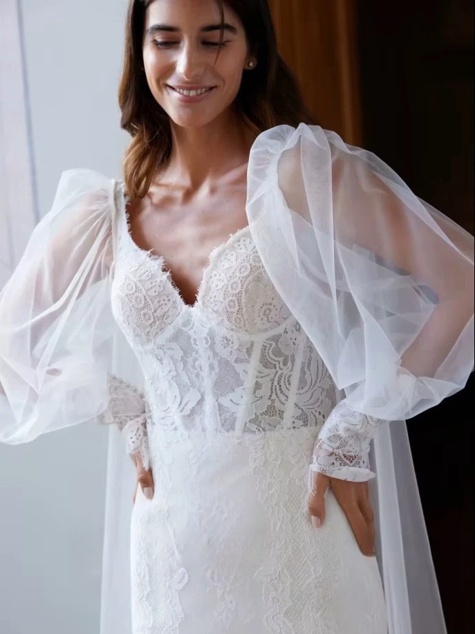 SoDigne Mermaid Boho Wedding Dresses Sweetheart Long Sleeves Lace Bridal Dress 2025 Beach Wedding Gown Robe De Mairee 3 SoDigne Mermaid Boho Wedding Dresses Sweetheart Long Sleeves Lace Bridal Dress 2025 Beach Wedding Gown Robe De Mairee - Obrázek 3