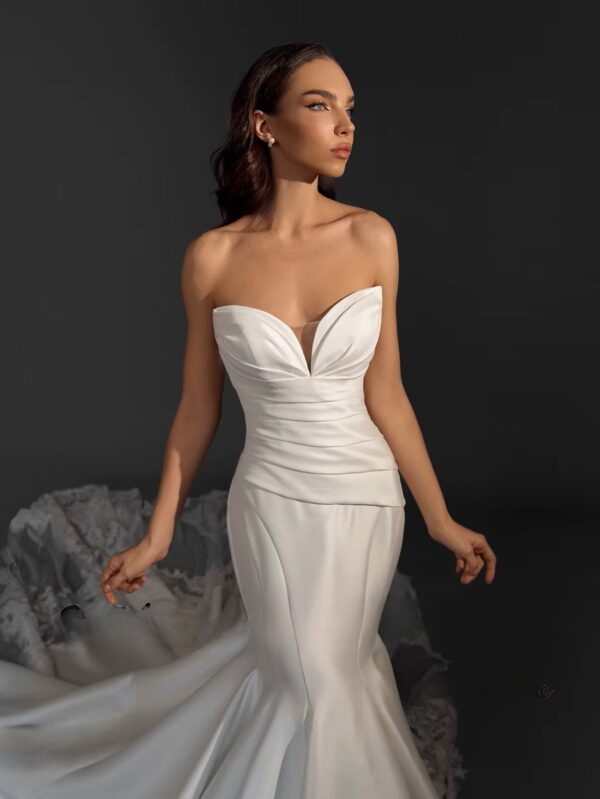 SoDigne Mermaid Satin Appliques Wedding Dresses Sweetheart Sleeveless Bridal Dress Long Wedding Gown Robe De Mairee ﻿Customized - Obrázek 2