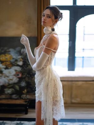 Sweetheart Mini Mermaid Wedding Dress Sexy Strapless Pleated Lace Illusion Sexy Sleeveless Backless Short Gowns Customized 2025 5 Sdab928eb272d48bcb46de0e863b2c812Z Cropped