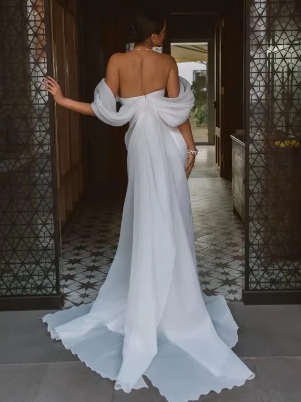 Elegant Sweetheart Mermaid Wedding Dress Women White Off The Shoulder Open Back Bridal Gown Train Vestidos De Novia Customized 3 Elegant Sweetheart Mermaid Wedding Dress Women White Off The Shoulder Open Back Bridal Gown Train Vestidos De Novia Customized - Obrázek 3