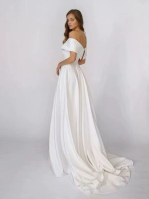 SoDigne Beach Satin Wedding Dresses Off Shoulder Simple Bridal Gowns A Line Wedding Gowns Robe De Mariee Customized 6 Se41ec863a87f428886a9a8189e9dc82df Cropped