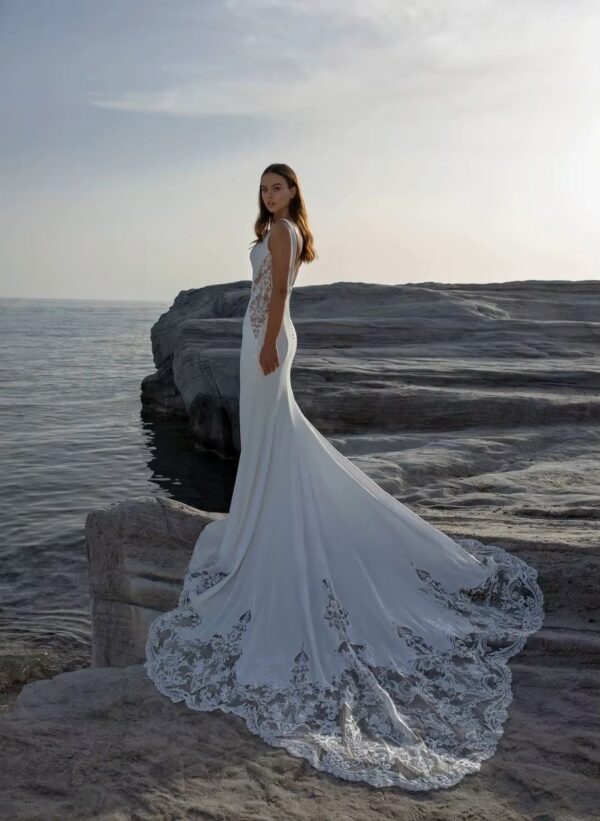SoDigne Mermaid Wedding Dresses Scoop Neck Sleeveless Appliques Bridal Gowns Beach Wedding Dress vestido de noiva Customized - Obrázek 2