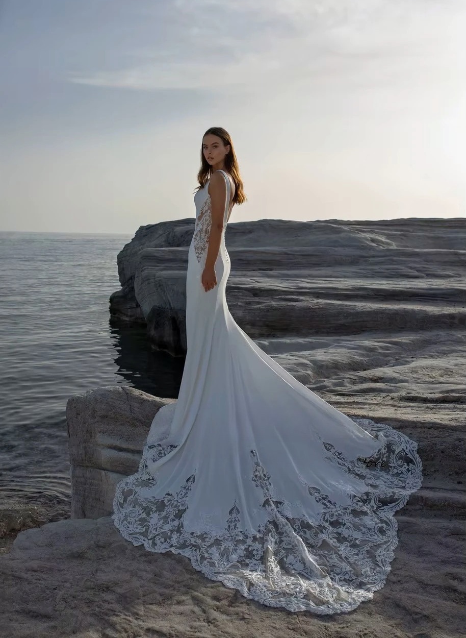 SoDigne Mermaid Wedding Dresses Scoop Neck Sleeveless Appliques Bridal Gowns Beach Wedding Dress vestido de noiva Customized 2 SoDigne Mermaid Wedding Dresses Scoop Neck Sleeveless Appliques Bridal Gowns Beach Wedding Dress vestido de noiva Customized - Obrázek 2