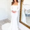 SoDigne Elegant Wedding Dress Mermaid Square Neckline Long Sleeves Backless Satin Bridal Dress Brides Gowns For Women 9 Sf197d8fce4db4a7dbdef099434c3899ff Cropped