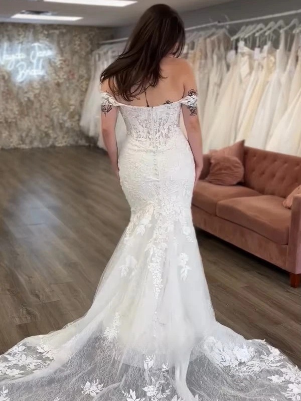 SoDigne Mermaid Tulle Wedding Dresses Off Shoulder Lace Appliques Bridal Dress 2026 Long Bride Gown vestidos de novia Customized 2 SoDigne Mermaid Tulle Wedding Dresses Off Shoulder Lace Appliques Bridal Dress 2026 Long Bride Gown vestidos de novia Customized - Obrázek 2