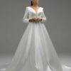 SoDigne A-line Satin Wedding Dresses V-neck Full Sleeves Bride Dress Elegant Long Wedding Gown vestidos de novia Customized 9 Sf5c71e2b025a4057b05a5382d4dda15e3 Cropped