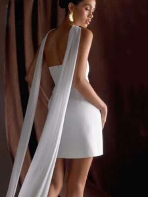 Classic Mini Wedding Dress For Women Sexy Deep V-Neck Pleat Bow Sleeveless Gown Backless with Zipper Short Dress Customized 2025 7 Sf89ce33f9cb04a22ad338c4eaec3abad6 Cropped