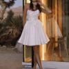 Boho A-Line Mini Satin Sweetheart Wedding Dress Simple Sleeveless Pleat Sexy Open Back With Button Short Bridal Cowns Customized 4 Sfa1c7a86d41e4f7bb57b9189b1f4b096J Cropped